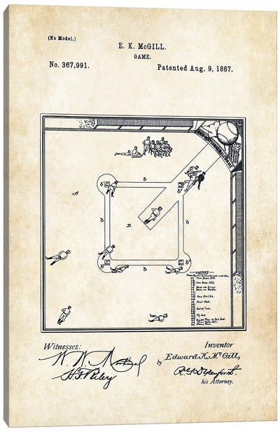 Baseball Game (1887) Canvas Art Print - Sports Blueprints