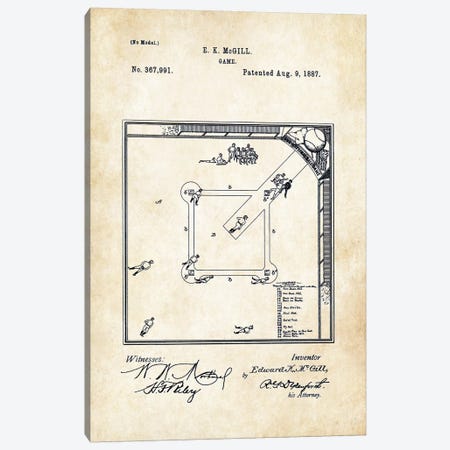 Baseball Game (1887) Canvas Print #PTN29} by Patent77 Canvas Print