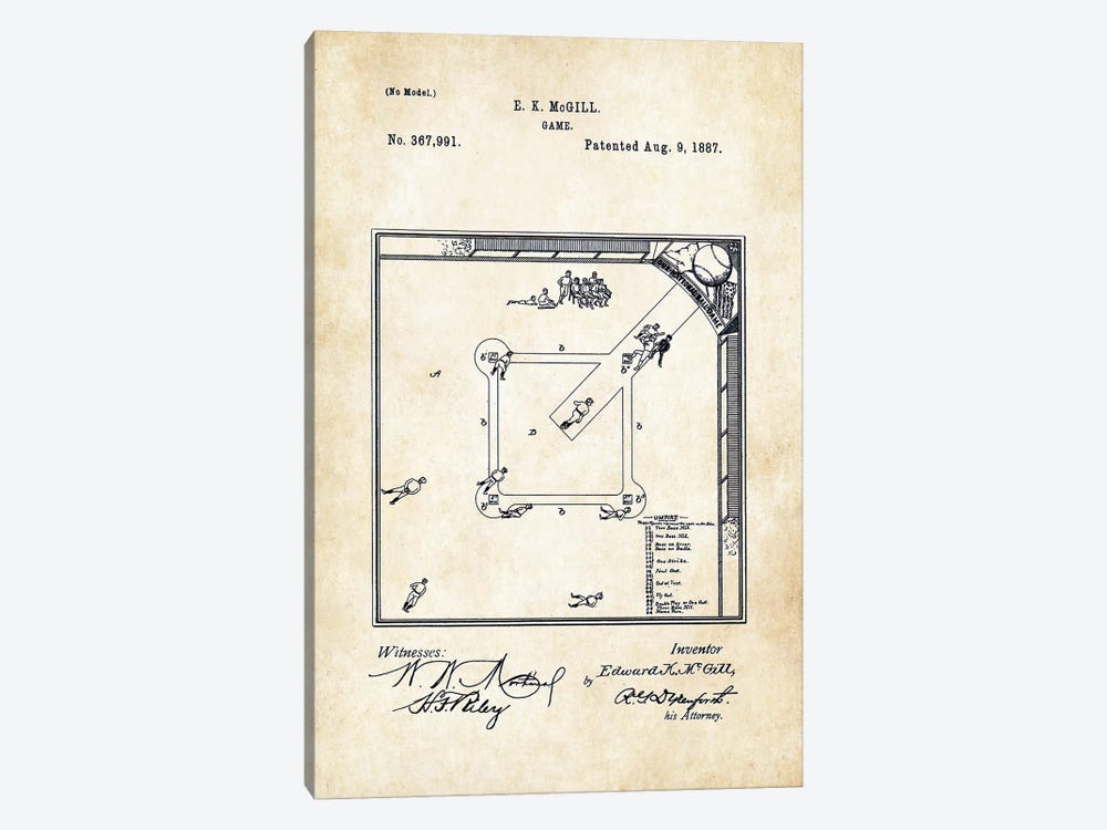 Baseball Game (1887) by Patent77 1-piece Canvas Artwork