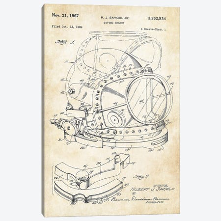 Diving Helmet Canvas Print #PTN305} by Patent77 Canvas Print