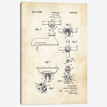 Bathroom Faucet (1936) Canvas Print #PTN30} by Patent77 Canvas Art