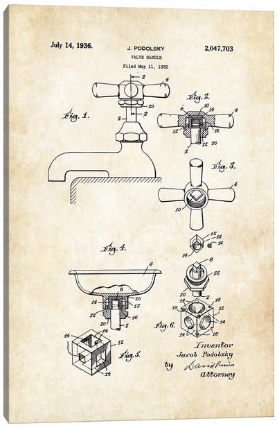 Bathroom Faucet (1936) Canvas Art Print - Patent77