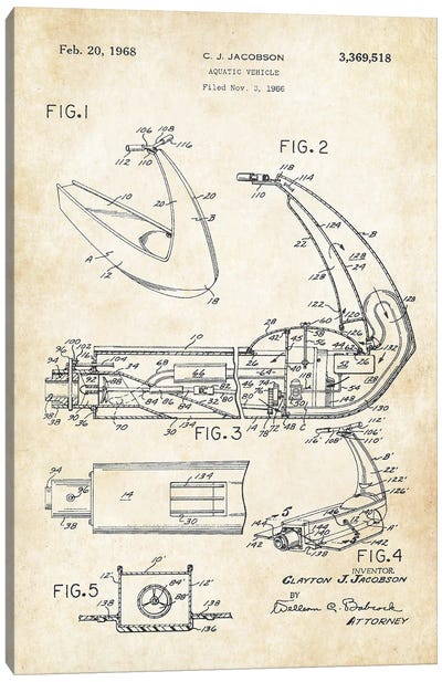 Jet Ski Canvas Art Print - Patent77
