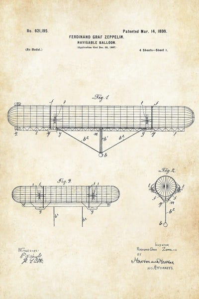 Zeppelin Aircraft by Patent77 canvas print