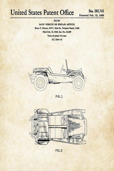 Dune Buggy by Patent77 framed canvas print