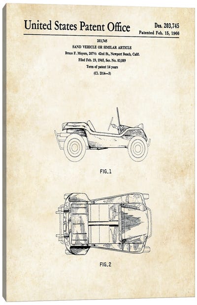 Dune Buggy Canvas Art Print - Patent77