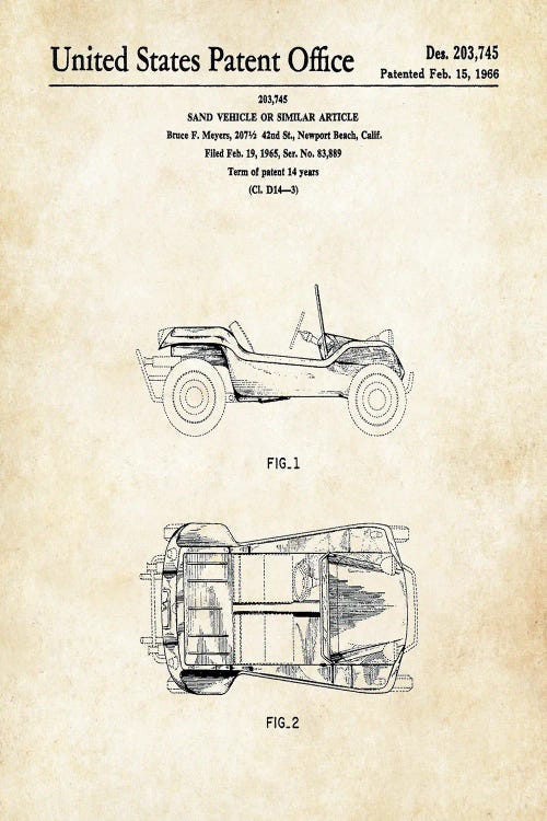 Dune Buggy by Patent77 wall art