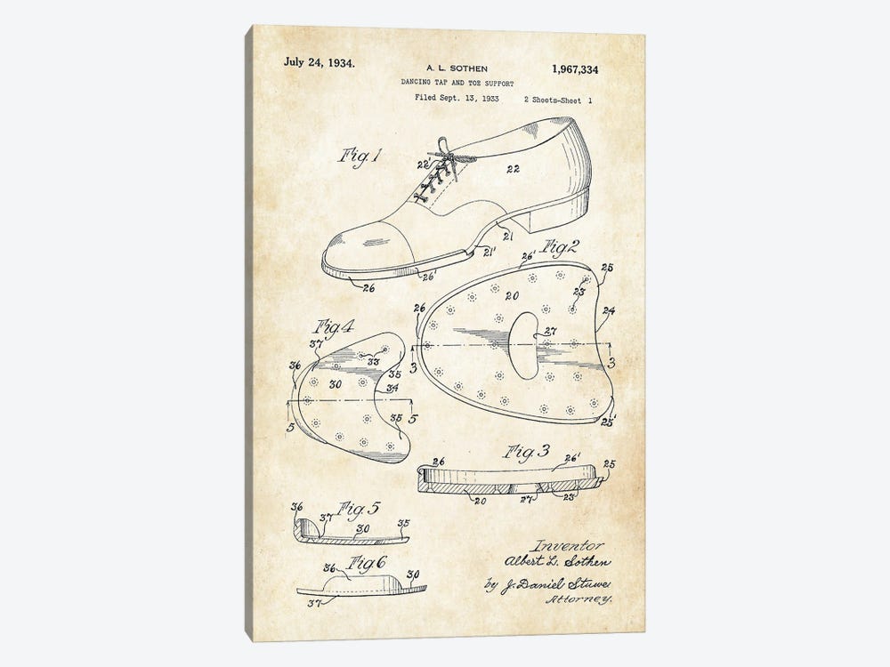 Tap Dancing Shoe by Patent77 1-piece Canvas Print