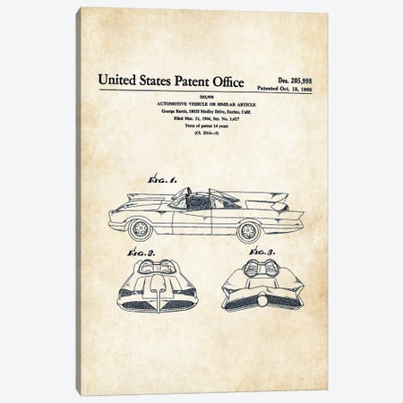 Batman Batmobile (1966) Canvas Print #PTN31} by Patent77 Canvas Art
