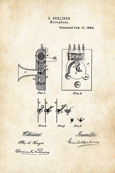 Berliner Microphone by Patent77 framed wall art