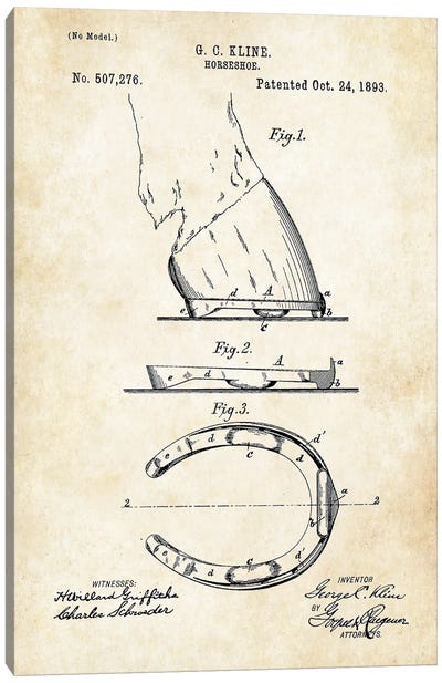 Horse Shoe Canvas Art Print - Patent77