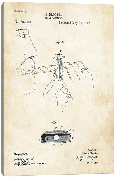 Cigar Lighter Canvas Art Print - Patent77