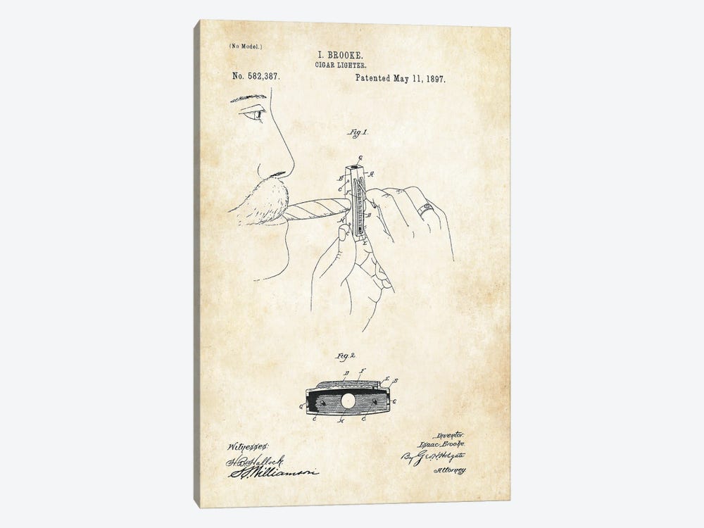 Cigar Lighter by Patent77 1-piece Canvas Print