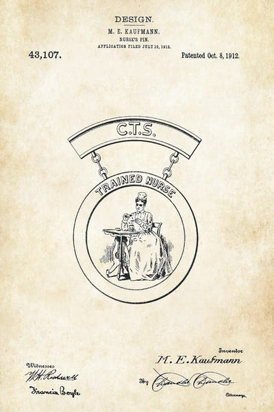 Nurse Pin by Patent77 canvas print