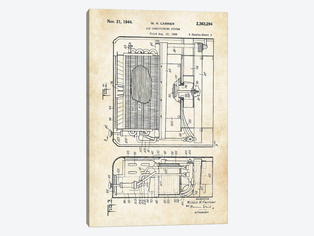 Air Conditioning System by Patent77 1-piece Canvas Art Print
