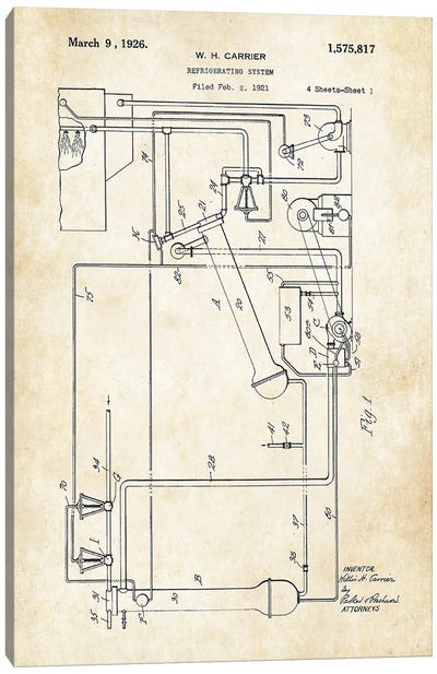 Refrigerating System Canvas Art Print - Patent77
