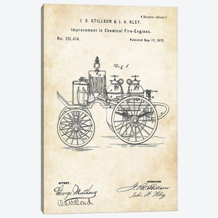 Early Fire Engine Canvas Print #PTN331} by Patent77 Art Print