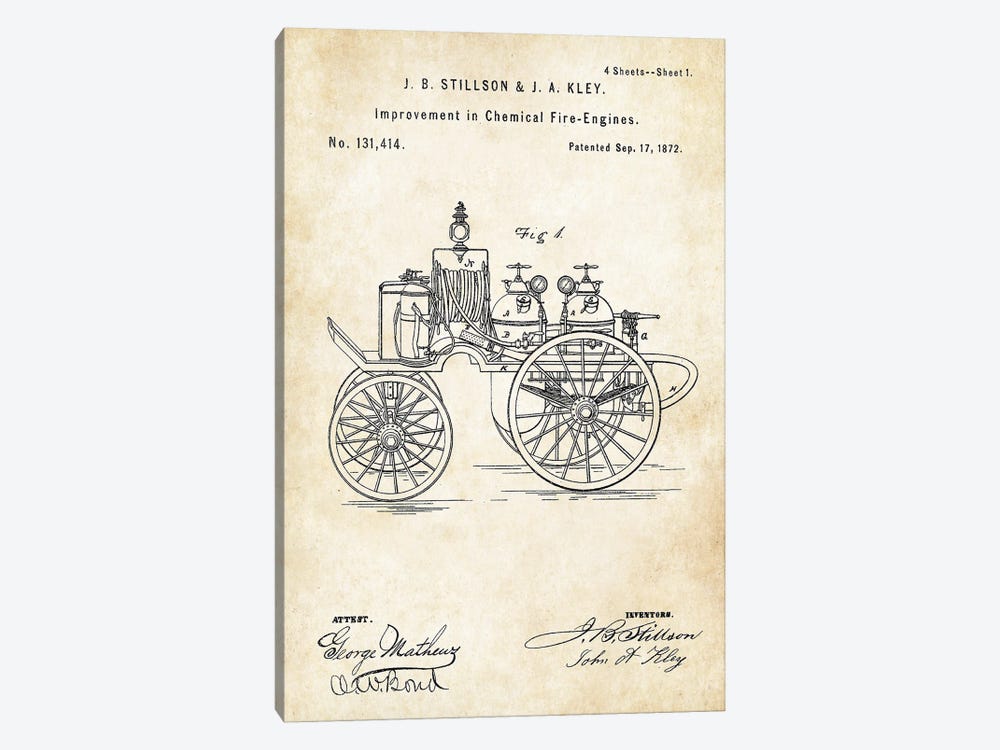 Early Fire Engine by Patent77 1-piece Canvas Art Print