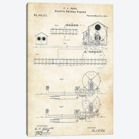 Toy Railrway Signal Canvas Print #PTN339} by Patent77 Canvas Art Print