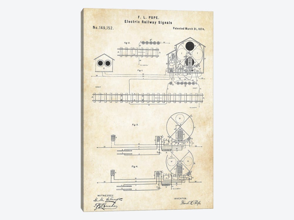 Toy Railrway Signal by Patent77 1-piece Canvas Print