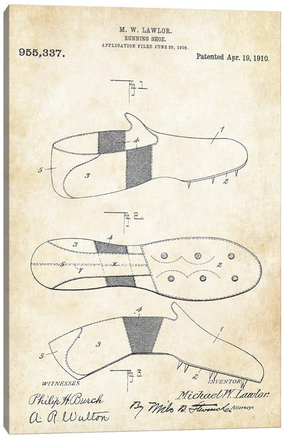Running Shoe Canvas Art Print - Patent77