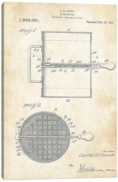 Baker Flour Sifter Canvas Art Print - Patent77