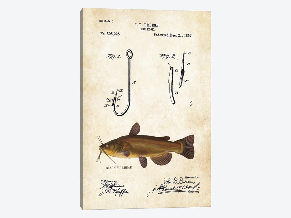 Black Bullhead Catfish Fishing Lure by Patent77 1-piece Art Print