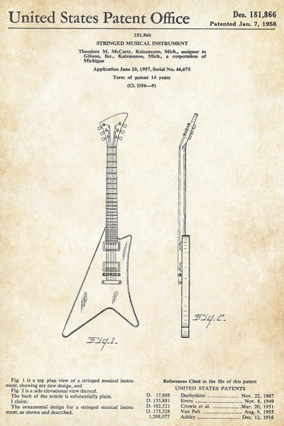 Gibson Guitar Number II by Patent77 art print