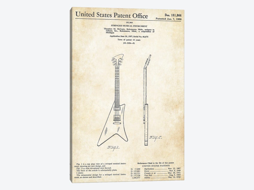 Gibson Guitar Number II by Patent77 1-piece Art Print