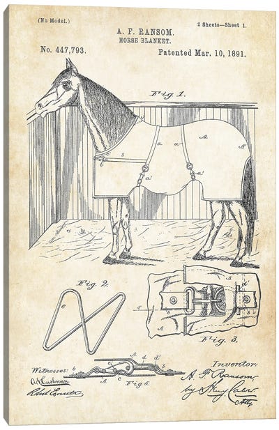 Horse Blanket Canvas Art Print - Patent77