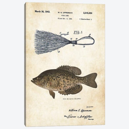 Black Crappie Fishing Lure Canvas Print #PTN36} by Patent77 Art Print