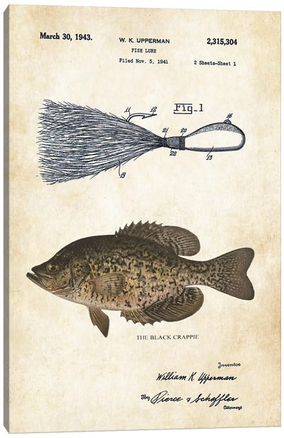 Black Crappie Fishing Lure Canvas Art Print - Fishing Art