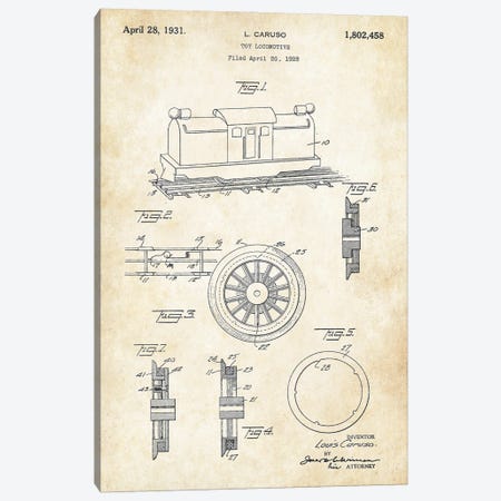 Toy Locomotive Canvas Print #PTN371} by Patent77 Canvas Print