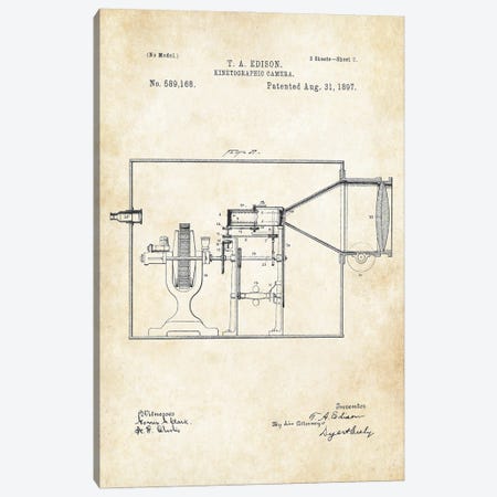 Edison Motion Picture Camera Canvas Print #PTN375} by Patent77 Canvas Artwork