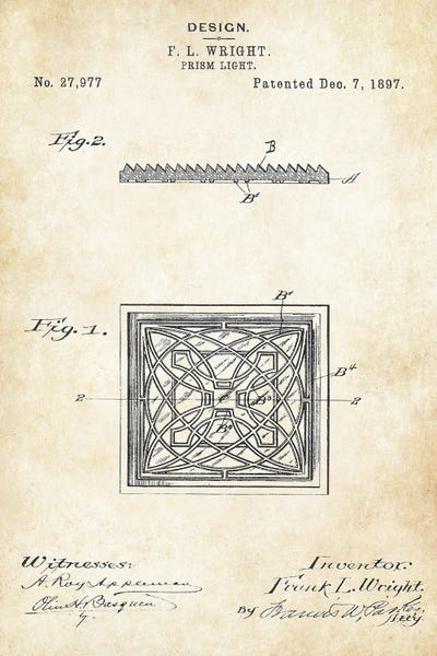 Frank Lloyd Wright Prism by Patent77 canvas print