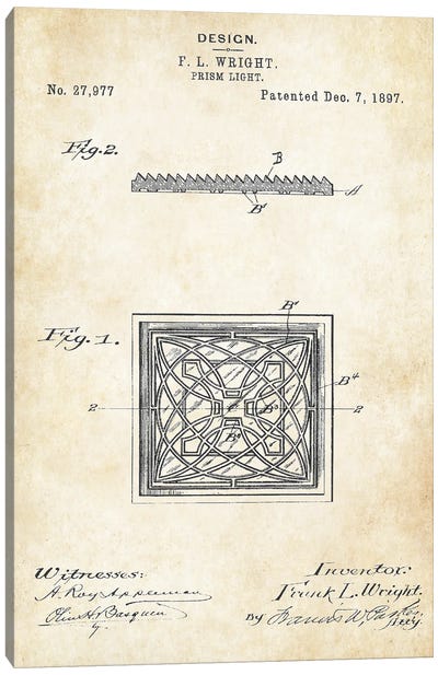 Frank Lloyd Wright Prism Canvas Art Print - Patent77