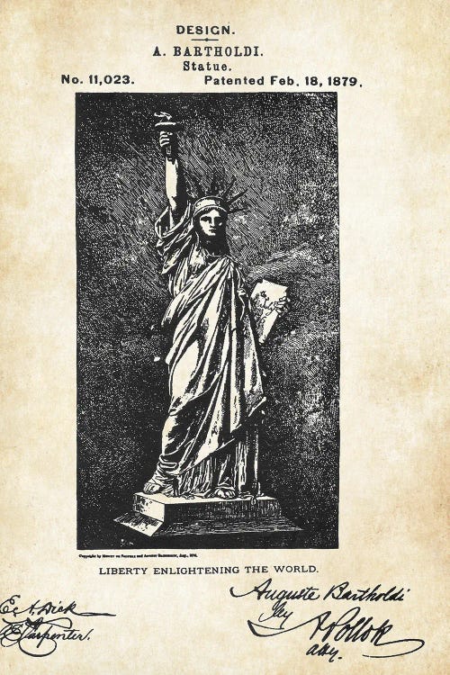 Statue Of Liberty by Patent77 wall art