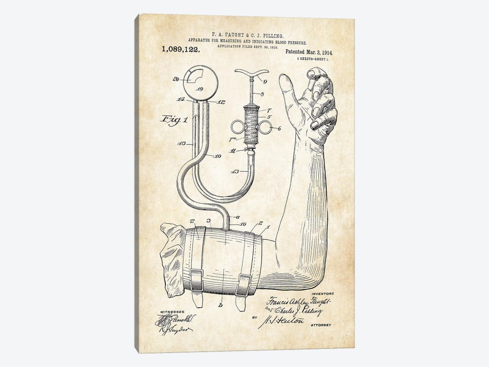 Blood Pressure Cuff by Patent77 1-piece Canvas Print