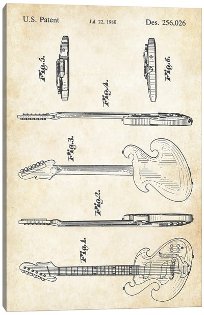 McCracken Guitar Canvas Art Print - Patent77