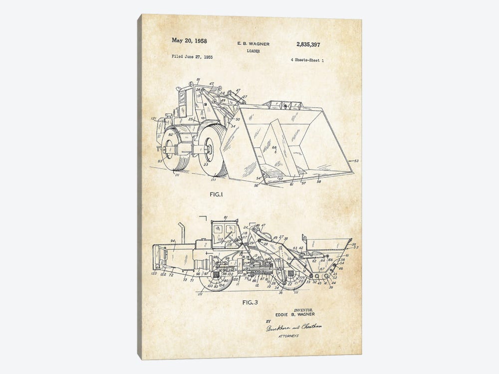 Construction Loader by Patent77 1-piece Art Print