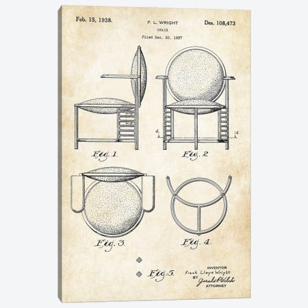 Frank Lloyd Wright Chair Canvas Print #PTN387} by Patent77 Canvas Print