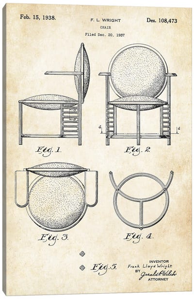 Frank Lloyd Wright Chair Canvas Art Print - Patent77