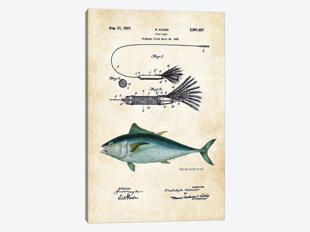 Bluefin Tuna Fishing Lure by Patent77 1-piece Canvas Wall Art