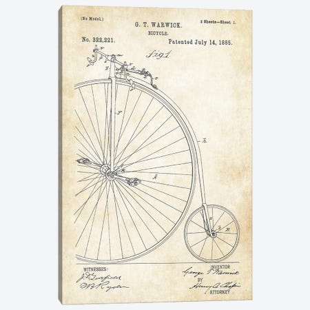 Bicycle Velocipede Canvas Print #PTN396} by Patent77 Canvas Art