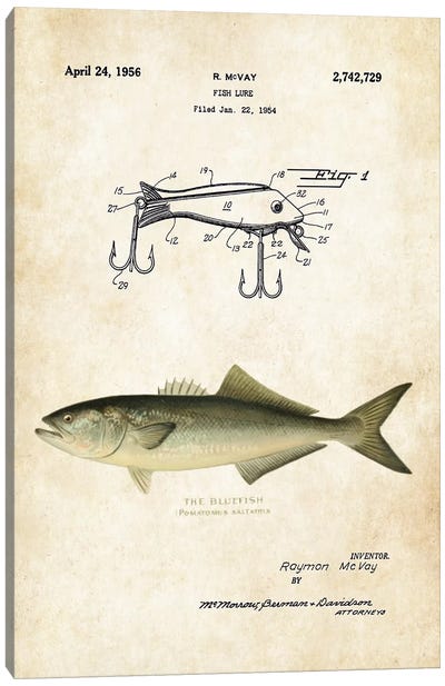 Bluefish Fishing Lure Canvas Art Print - Patent77