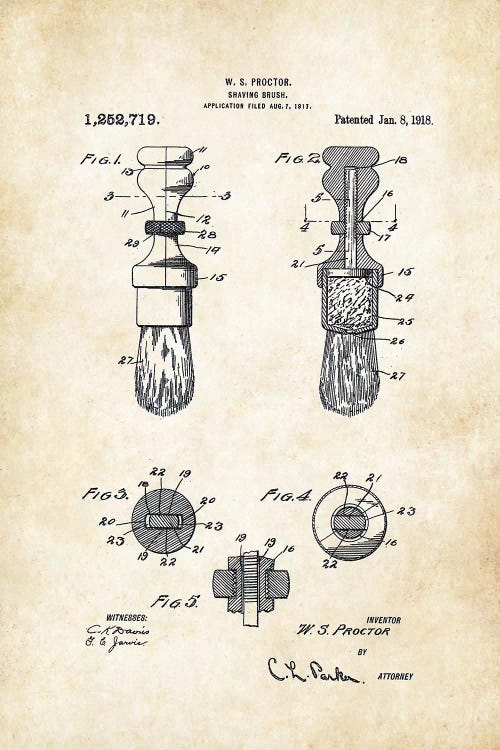 1918 Barber Shaving Brush by Patent77 wall art
