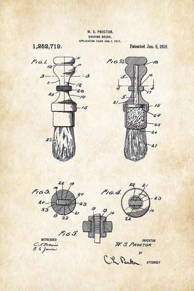 Patent77: 1918 Barber Shaving Brush by Patent77