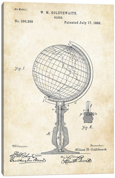 Globe Canvas Art Print - Patent77