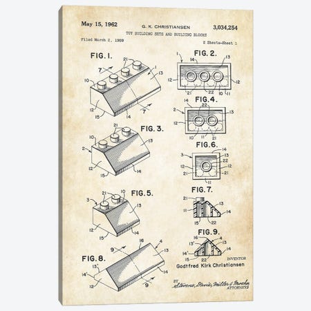Toy Building Block Canvas Print #PTN404} by Patent77 Canvas Art