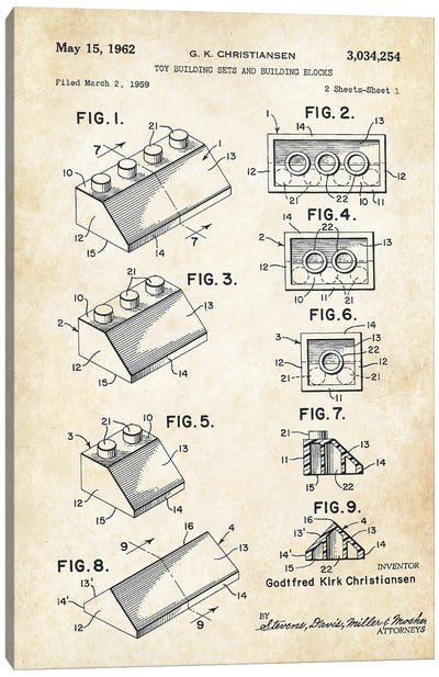 Toy Building Block Canvas Art Print - Patent77